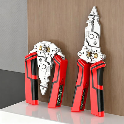16-in-1 Multifunctional Wire Stripper Twister for Cutting and Pulling Wires,Cable Scissors,Voltage Tester Pliers, 12V to 250V Live,Null,Hot Wire Judgment AC DC, Audible and Flashing LED Alarms